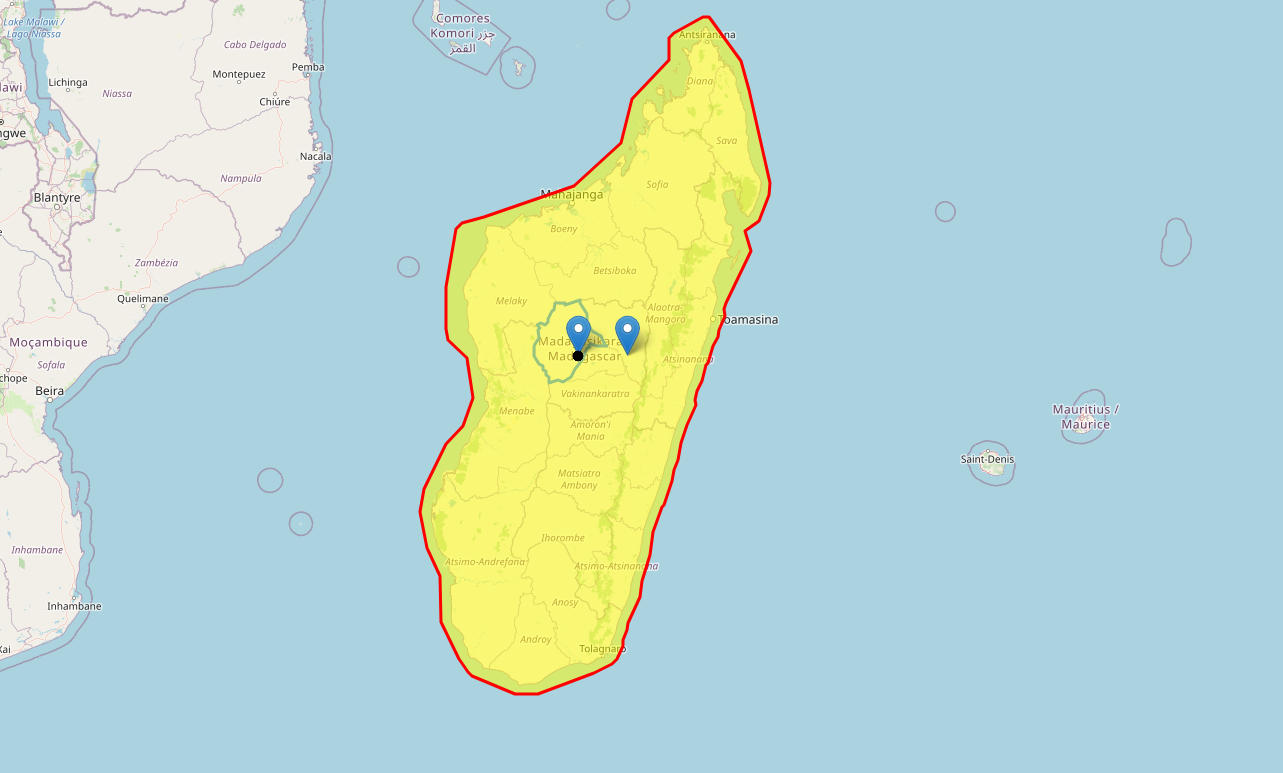 Image of Madagascar selected and selected by pressing enter while navigating. 